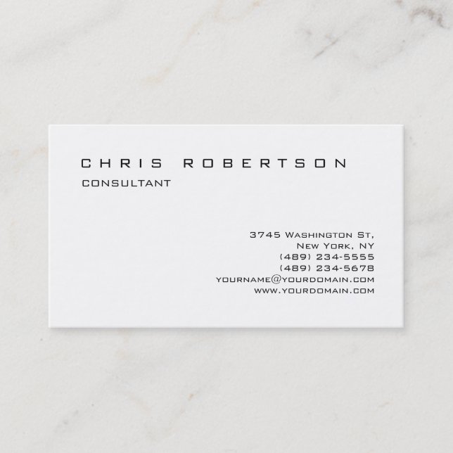 Tarjeta De Visita Black White Classic Trendy Charming Business Card (Anverso)