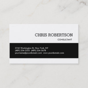 Tarjeta De Visita Black White Classical Plain Standard Business Card