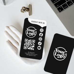 Tarjeta De Visita Black White Connect Con El Código QR De Los Ee.Uu.