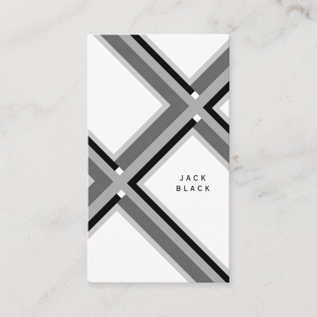 Tarjeta De Visita Black white elegant geometric pattern art deco (Anverso)