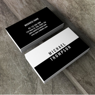 Tarjeta De Visita Black White Elegant Moderno Profesional Simple