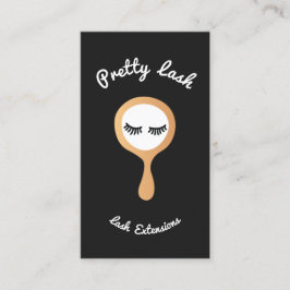 Tarjeta De Visita Black White EyeLash Lash Extensiones Gold Mirror