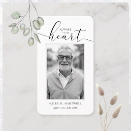 Tarjeta De Visita Black & White Funeral Photo Sympathy Modern