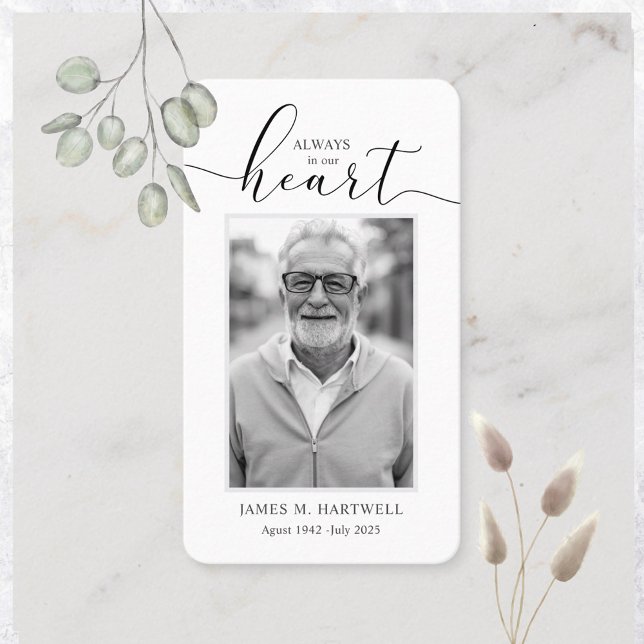 Tarjeta De Visita Black & White Funeral Photo Sympathy Modern (Subido por el creador)