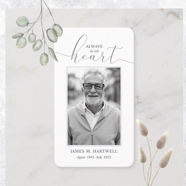 Tarjeta De Visita Black & White Funeral Photo Sympathy Modern (Subido por el creador)