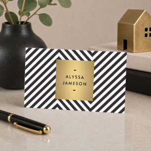 Tarjeta De Visita Black White Gold Modern Agente Inmobiliario