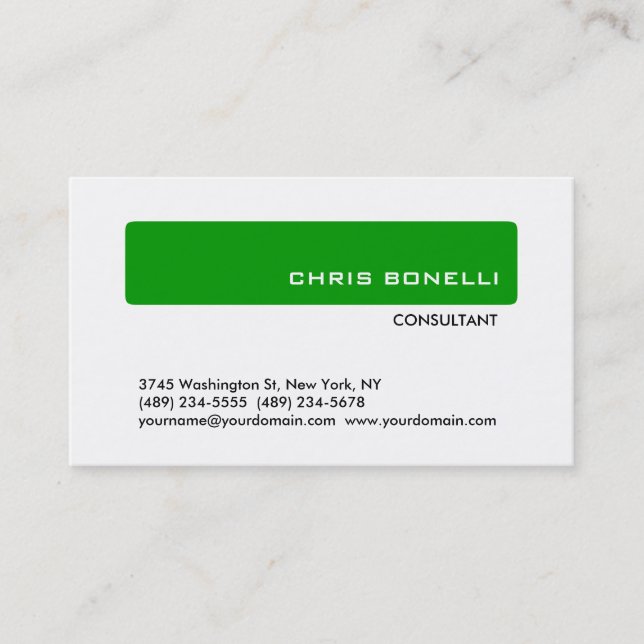 Tarjeta De Visita Black White Green Trendy Business Card (Anverso)