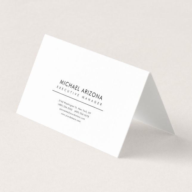 Tarjeta De Visita Black & White Minimalist Plain Premium Linen (Anverso)