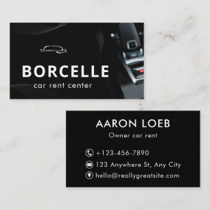 Tarjeta De Visita Black White Modern Car Rent Business Card