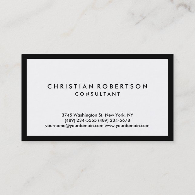 Tarjeta De Visita Black White Modern Professional Business Card (Anverso)