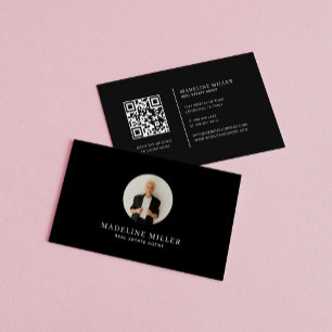 Tarjeta De Visita Black White Modern Professional Real Estate Photo