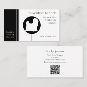 Tarjeta De Visita Black White Modern Yorkshire Terrier Silhouette