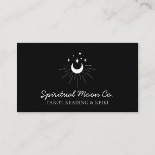 Tarjeta De Visita Black White Moon Stars Spiritual Reiki