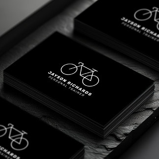 Tarjeta De Visita Black & White Personal Trainer Cycling Instruction