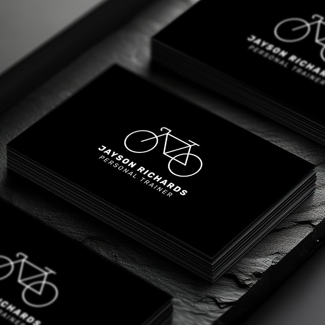 Tarjeta De Visita Black & White Personal Trainer Cycling Instruction (Subido por el creador)