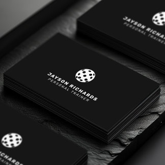 Tarjeta De Visita Black & White Pickleball Coaching Personal Trainer