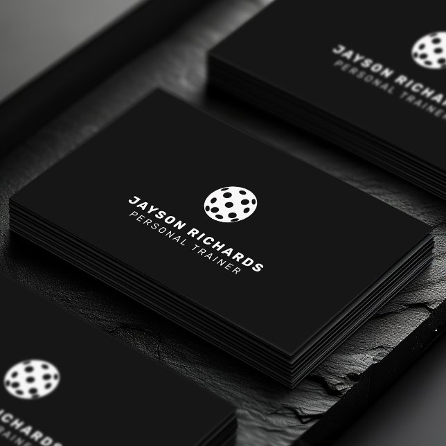 Tarjeta De Visita Black & White Pickleball Coaching Personal Trainer (Subido por el creador)