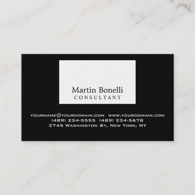 Tarjeta De Visita Black White Professional Business Card (Anverso)