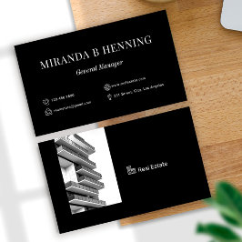 Tarjeta De Visita Black & White Professional Real Estate Agent Photo
