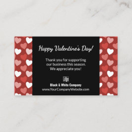 Tarjeta De Visita Black White Red Hearts Valentine's Day Thank You