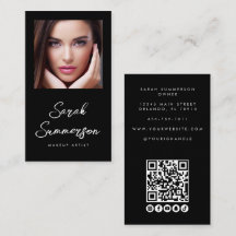 Black White Social Media QR Photo Maquillaje