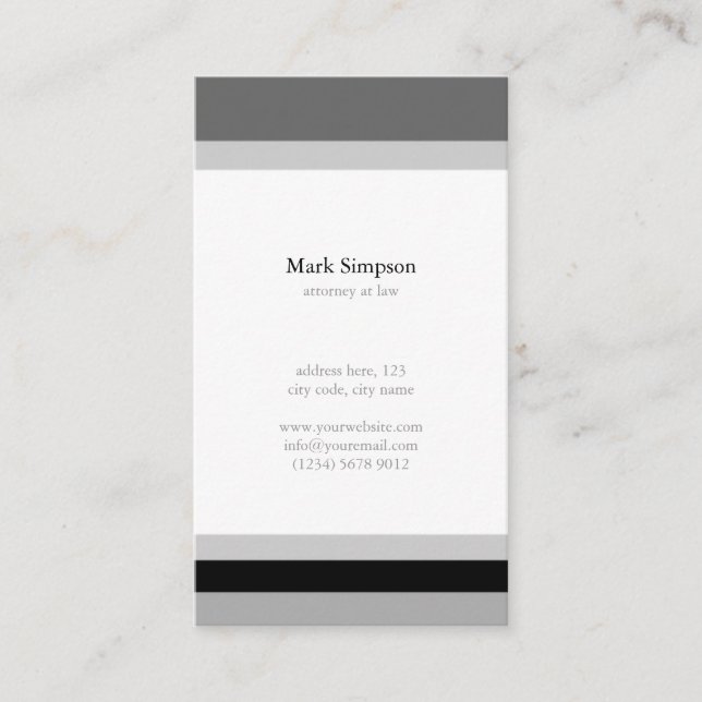 Tarjeta De Visita Black white stripes elegant minimal masculine card (Anverso)
