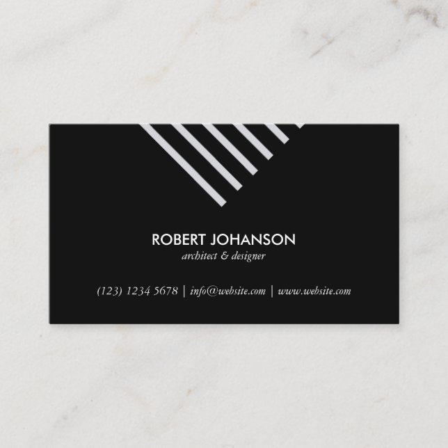 Tarjeta De Visita Black white stripes minimalist professional classy (Anverso)