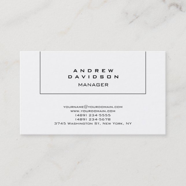 Tarjeta De Visita Black White Trendy Plain Business Card (Anverso)