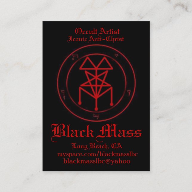 Tarjeta De Visita blackmasspent1, artista oculto, Anti-Chri icónico… (Anverso)