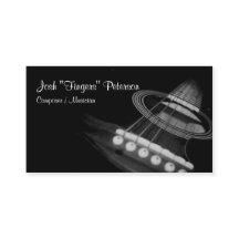 Tarjeta de visita BlackWhite de músico de guitarra