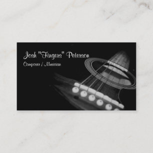 Tarjeta de visita BlackWhite de músico de guitarra