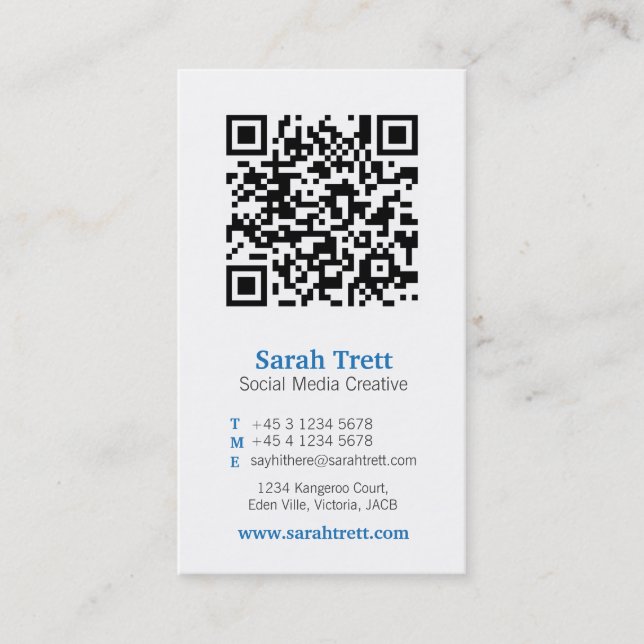 Tarjeta de visita blanca azul de los medios de la (Anverso)