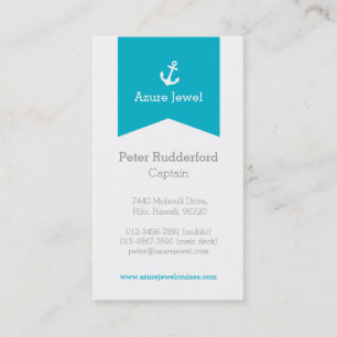Tarjeta de visita blanca azul del yate de la