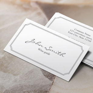 Tarjeta de visita blanca clásica de la degustaci