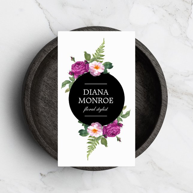 Tarjeta de visita blanca de flor de círculo modern (Subido por el creador)