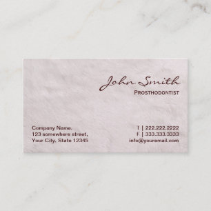 Tarjeta de visita blanca de los Prosthodontics de