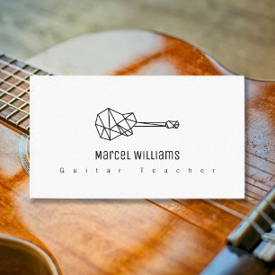 Tarjeta de visita blanca de música con guitarra