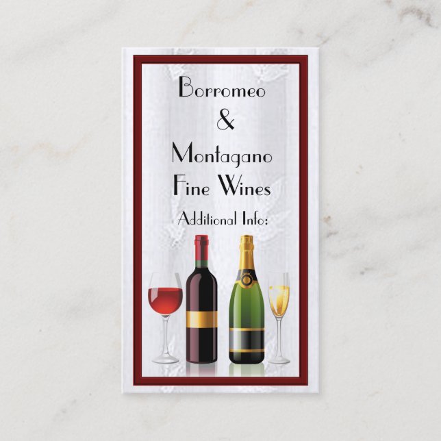 Tarjeta de visita blanca de vino fino 2 (Anverso)