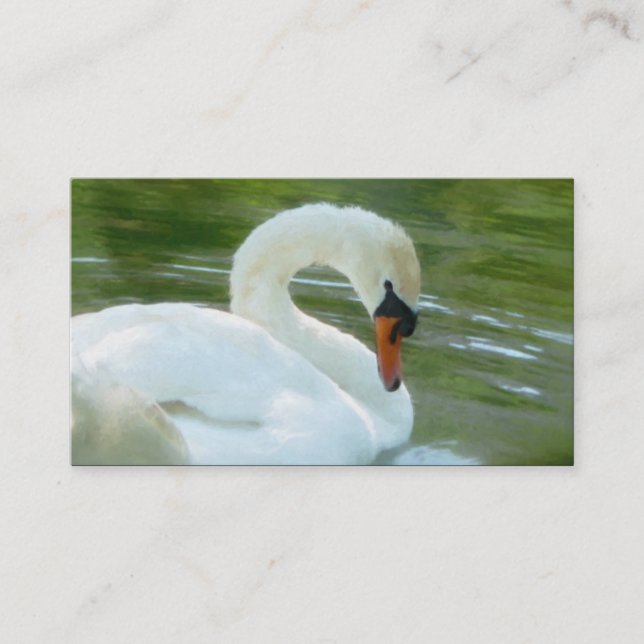 Tarjeta de visita blanca del cisne (Anverso)