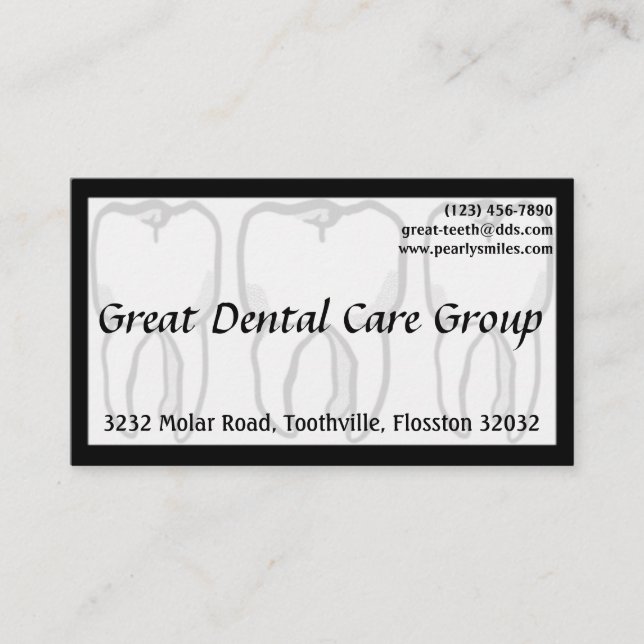 Tarjeta de visita blanca del dentista de tres (Anverso)