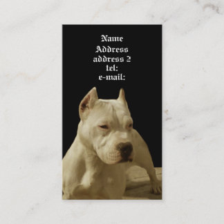 Tarjeta de visita blanca del pitbull