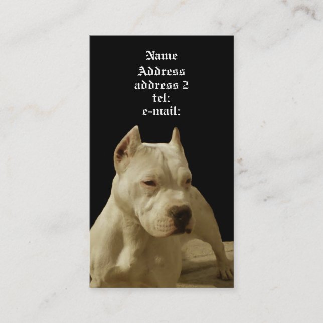Tarjeta de visita blanca del pitbull (Anverso)