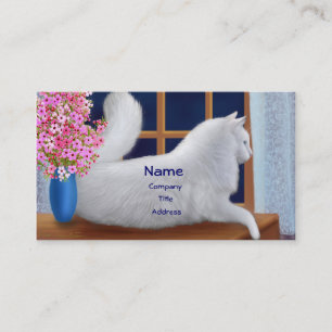 Tarjeta de visita blanca elegante del gato