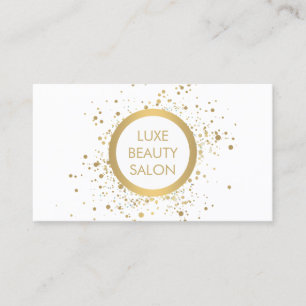 Tarjeta de visita blanca Gold Confetti Circle