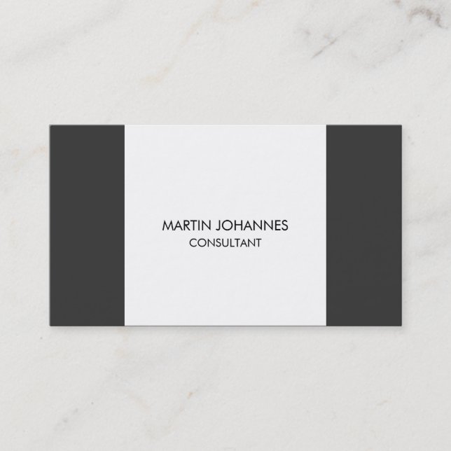 Tarjeta de visita blanca gris de estilo sencillo (Anverso)