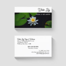 Tarjeta de visita blanca Lily Yoga & Wellness