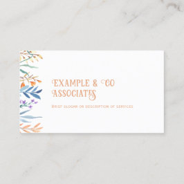 Tarjeta de visita blanca, Naranja y flores silvest