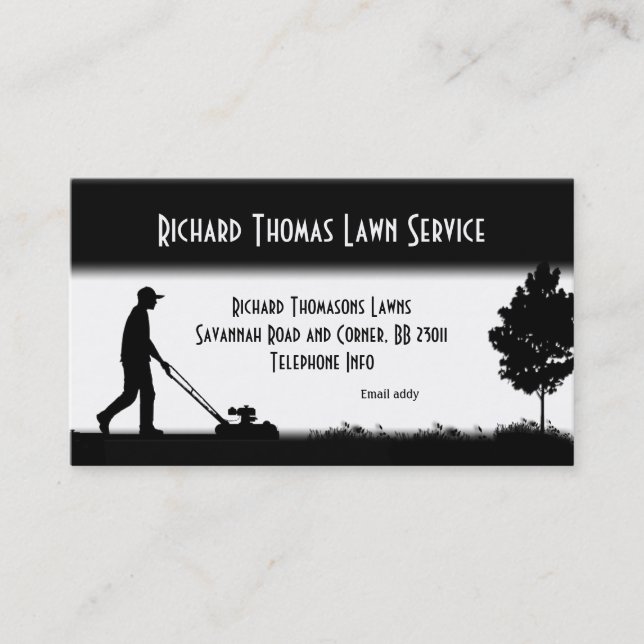 Tarjeta de visita blanca panorámica Lawn Service (Anverso)