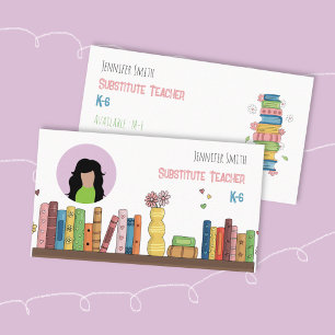 Tarjeta de visita blanca para educadores con foto 