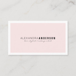 Tarjeta de visita blanca rosada minimalista simple
